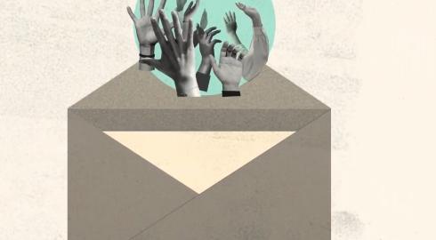 Raised hands in the mail