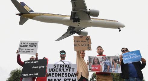 LAX Rideshare Drivers United protest