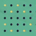 Yellow and blue dots against green background