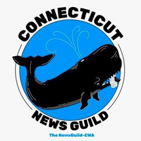 Union logo with a black whale with a newspaper in its mouth against a blue background