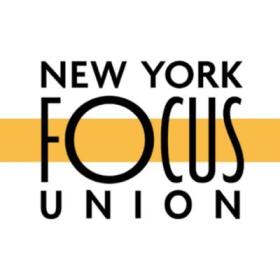 Words spelling New York Focus Union with a yellow line in the middle of the logo