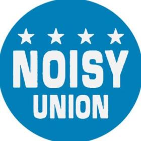 Noisy Union logo, blue with white letters and four stars
