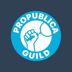 A union logo showing a fist holding a magnifying glass 