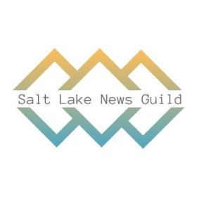 Salt Lake News Guild written against the outline of mountains