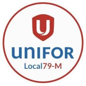 Unifor Local 79-M logo in blue and red text 